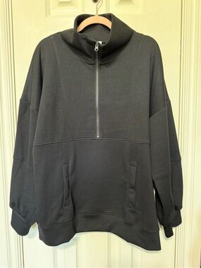 Very J Black Half-Zip Funnel Neck Sweatshirt
